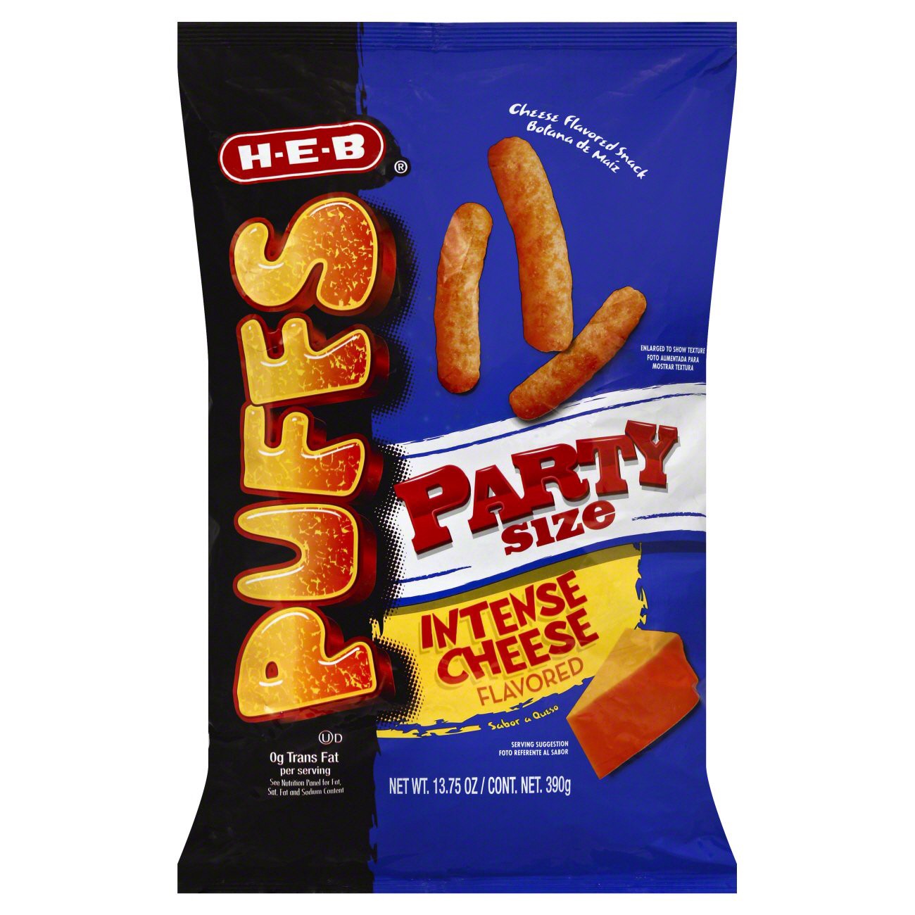 slide 1 of 1, H-E-B Intense Cheese-Flavored Cheese Puffs - Party Size, 13.75 oz