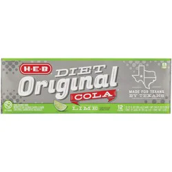 H-E-B Diet Original Cola with Lime Soda 12 pk Cans
