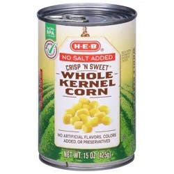 H-E-B No Salt Added Crisp N' Sweet Whole Kernel Corn