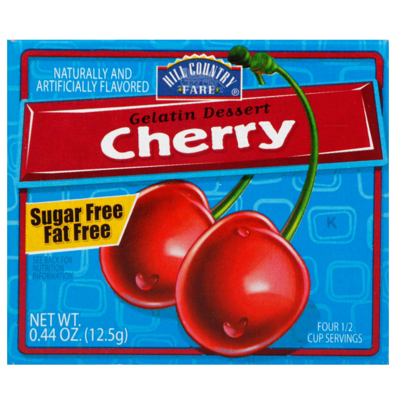 slide 1 of 1, Hill Country Fare Sugar Free Cherry Gelatin Dessert Mix, 0.44 oz