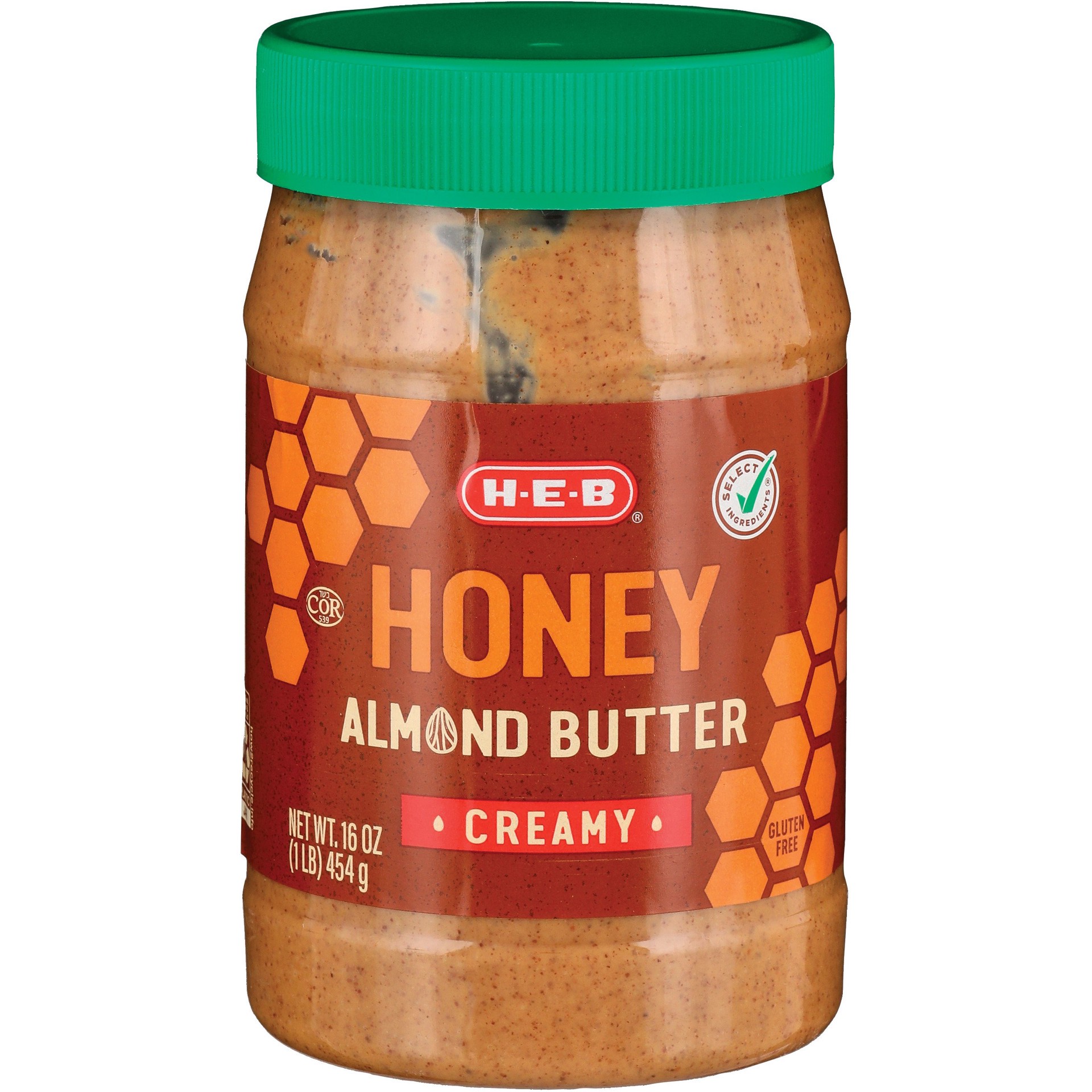 slide 1 of 1, H-E-B Creamy Almond Butter - Honey, 16 oz