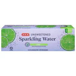 H-E-B Unsweetened Lime Sparkling Water 12 pk Cans