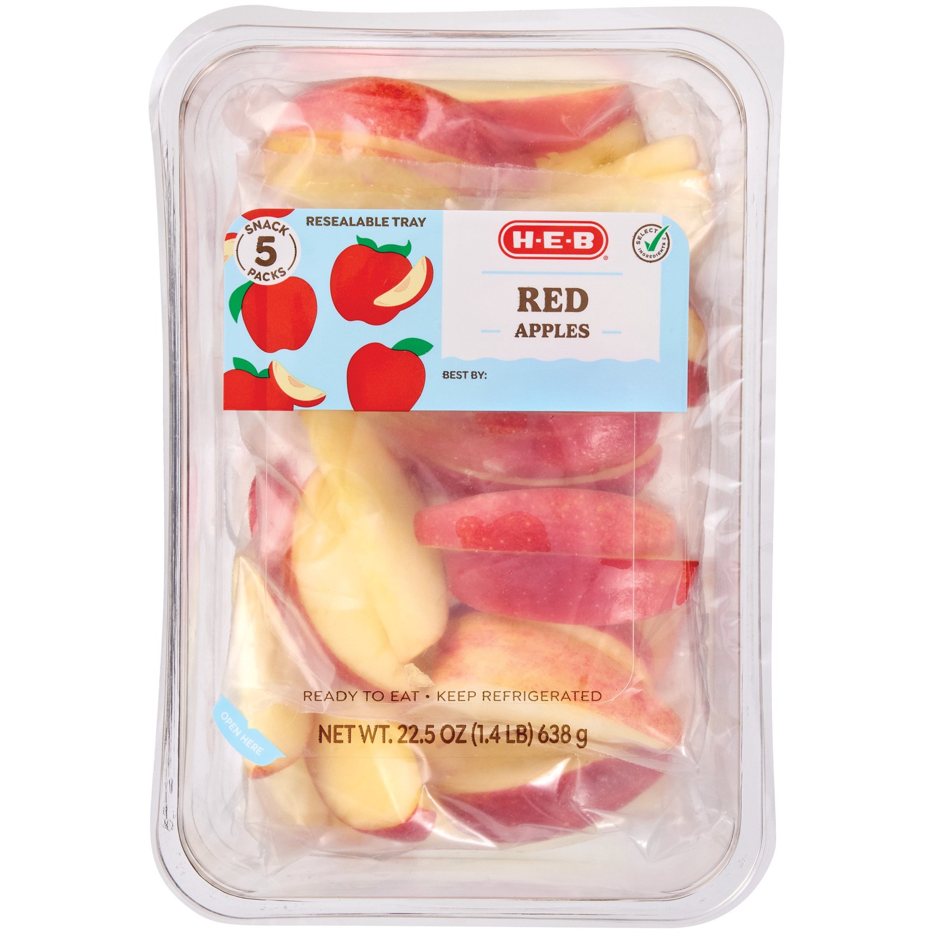 slide 1 of 1, H-E-B Fresh Red Apple Slices, 5 ct