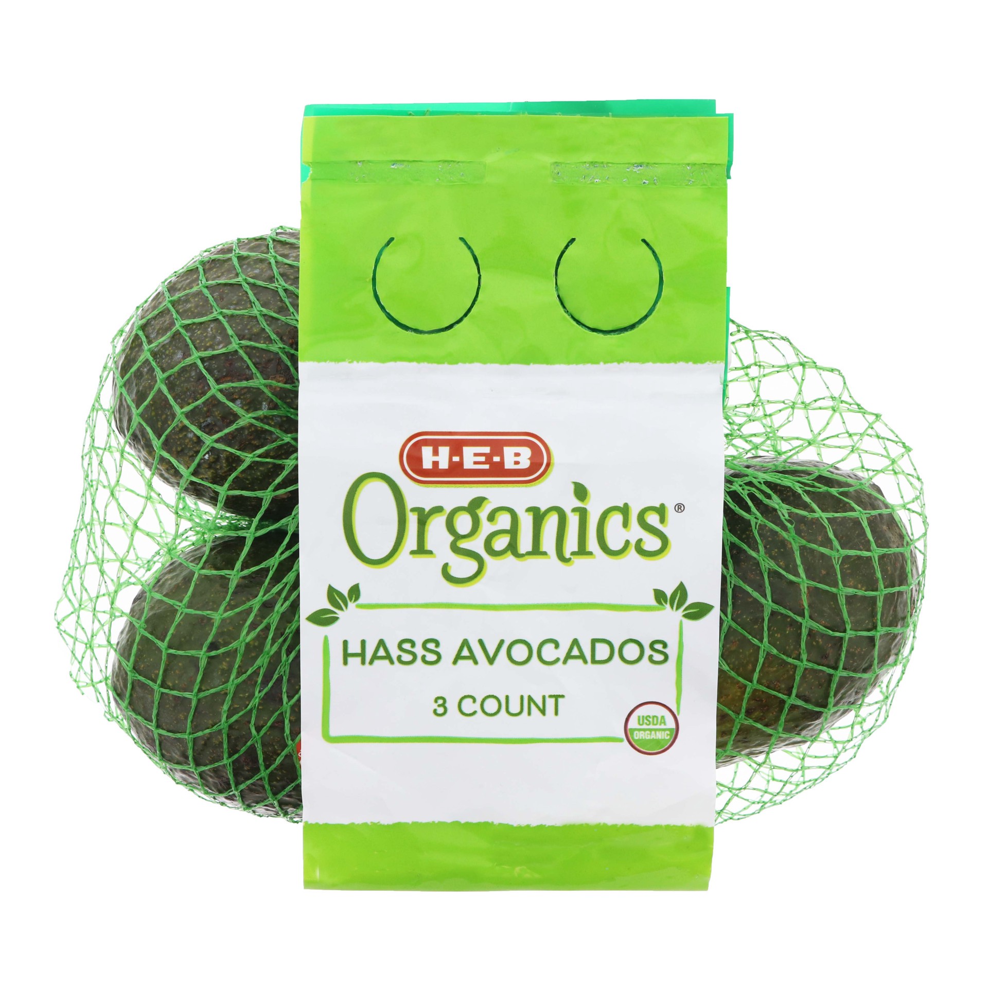 slide 1 of 1, H-E-B Organics Fresh Hass Avocados, 3 ct