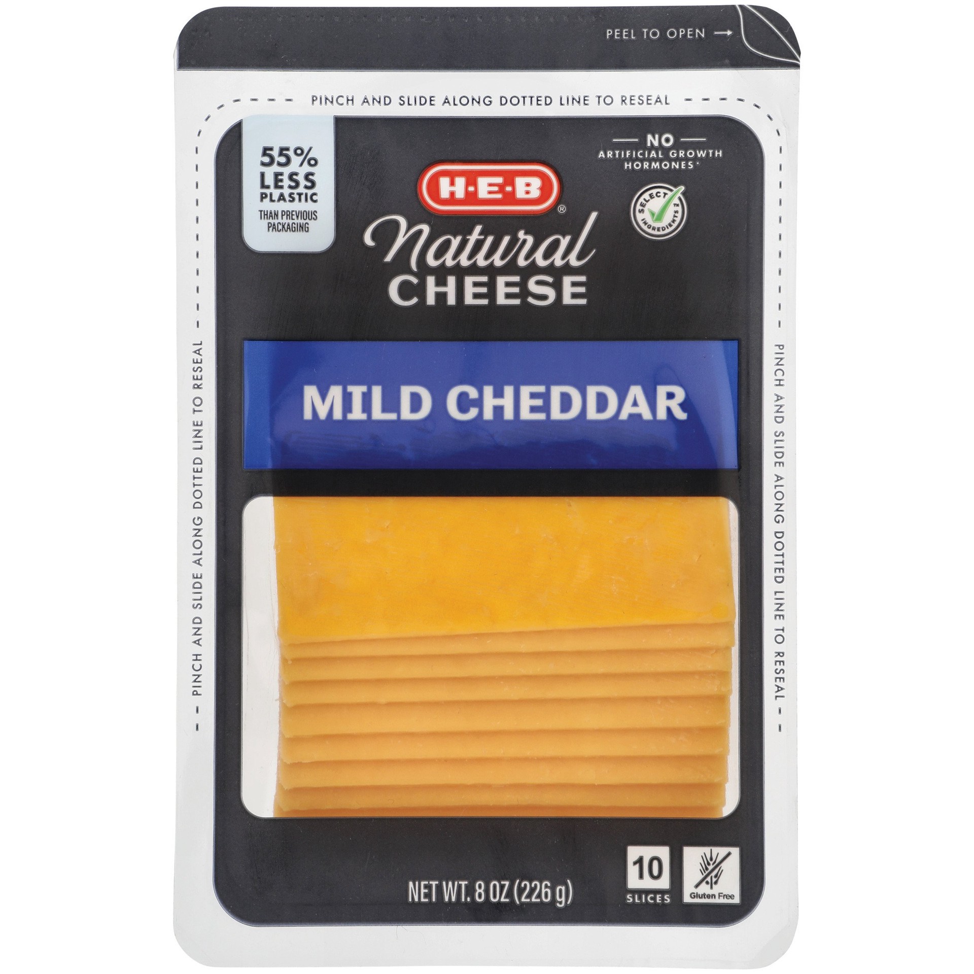 slide 1 of 1, H-E-B Mild Cheddar Sliced Cheese, 10 ct
