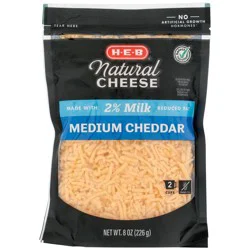 H-E-B Reduced Fat Medium Cheddar Shredded Cheese