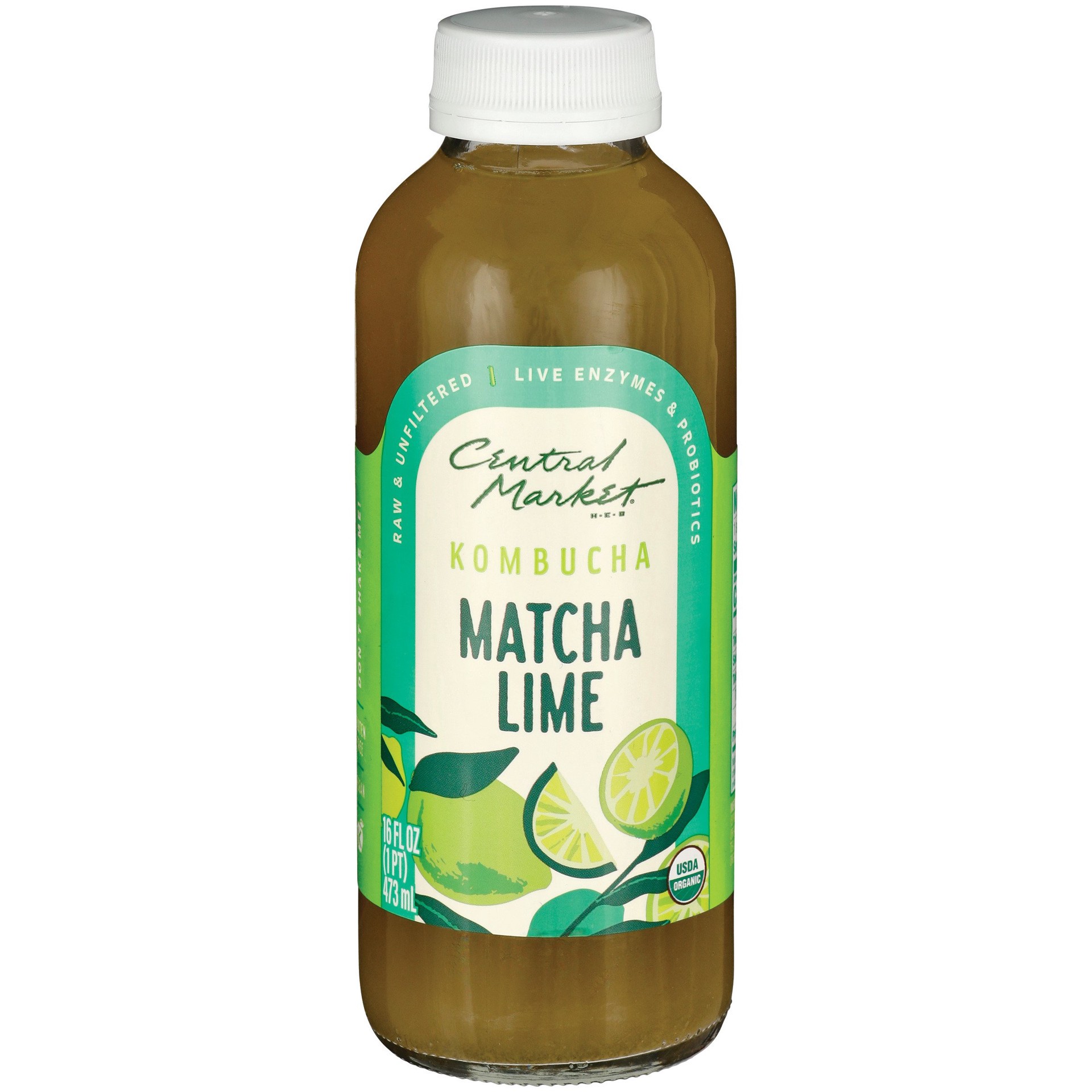 slide 1 of 1, Central Market Organic Kombucha - Matcha Lime, 16 oz