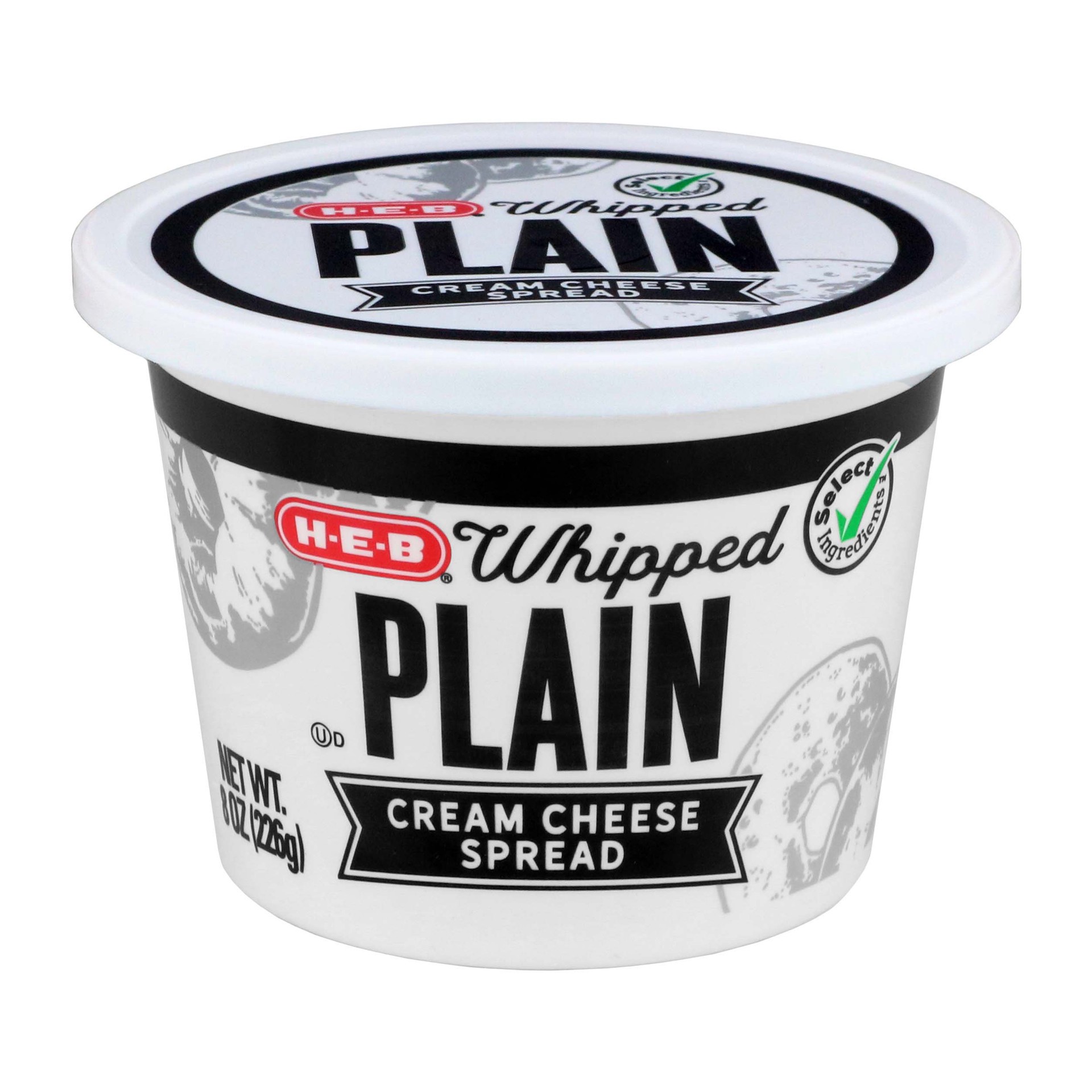 slide 1 of 1, H-E-B Whipped Plain Cream Cheese Spread, 8 oz