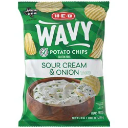 H-E-B Wavy Potato Chips - Sour Cream & Onion