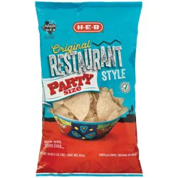 H-E-B Restaurant-Style White Corn Tortilla Chips - Party Size
