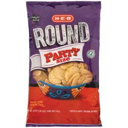 H-E-B Round Yellow Corn Tortilla Chips - Party Size