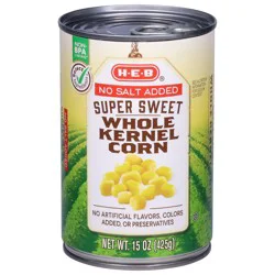 H-E-B No Salt Added Super Sweet Whole Kernel Corn