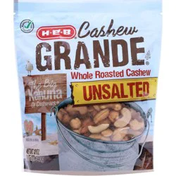 H-E-B Cashew Grande Unsalted Roasted Whole Cashews