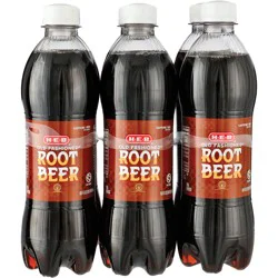 H-E-B Old Fashioned Root Beer Soda 6 pk Bottles
