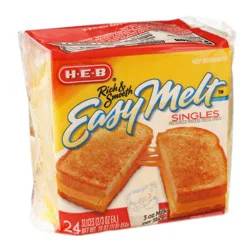 H-E-B Easy Melt Singles American Sliced Cheese, 24 ct