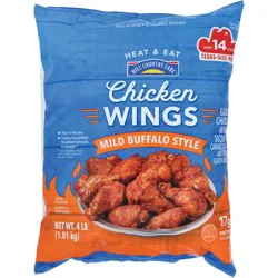Hill Country Fare Heat & Eat Frozen Chicken Hot Wings - Mild Buffalo Style