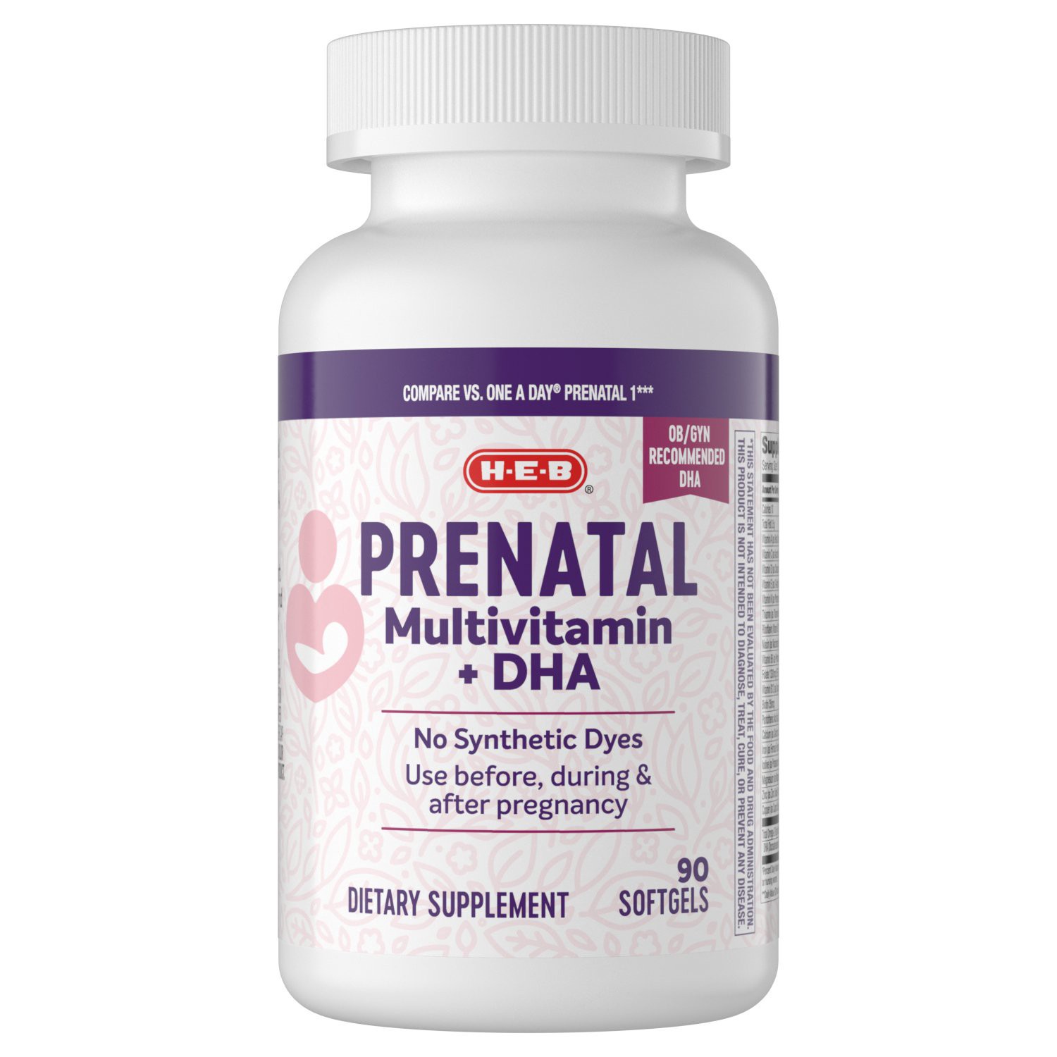 slide 1 of 1, H-E-B Prenatal Multivitamin & DHA Softgels, 90 ct