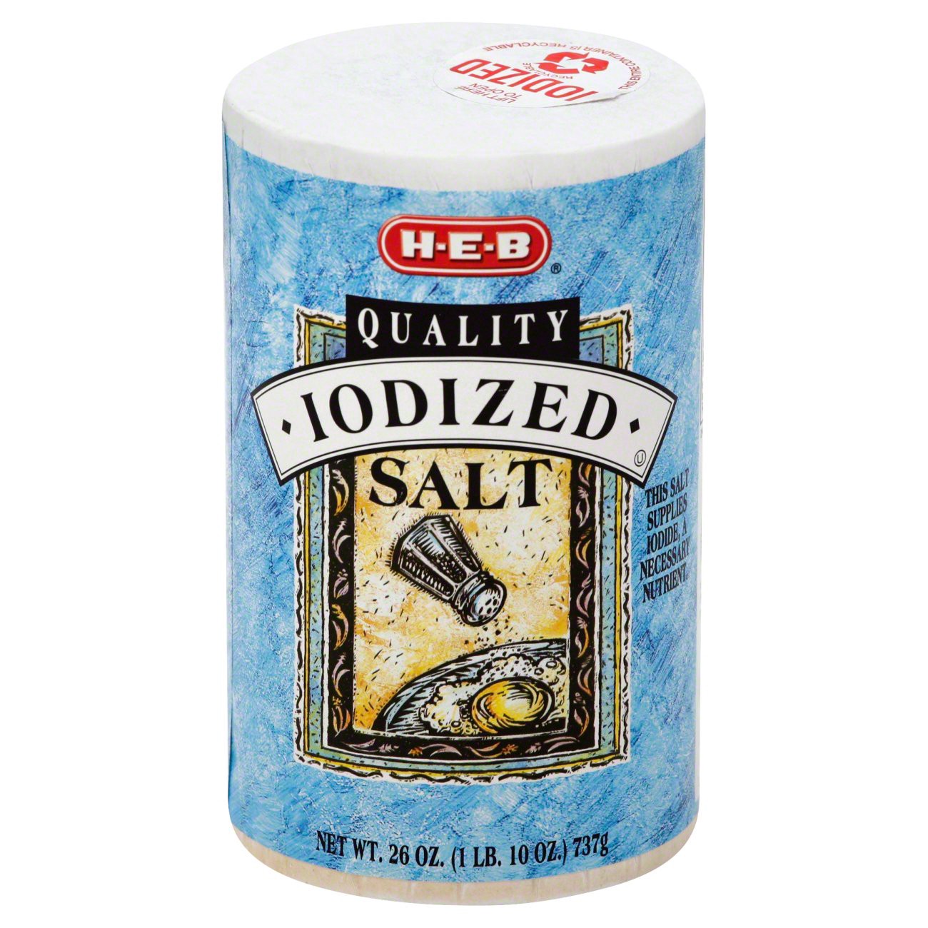 slide 1 of 1, H-E-B Iodized Salt, 26 oz