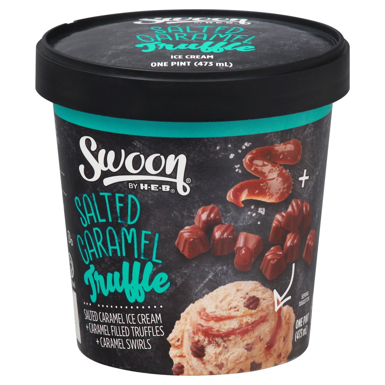 slide 1 of 1, Swoon by H-E-B Salted Caramel Truffle Ice Cream, 1 pint