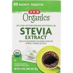 H-E-B Organics Zero Calorie Stevia Blend Sweetener Packets