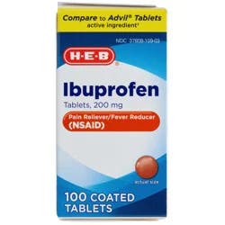 H-E-B Ibuprofen Fever & Pain Relief Coated Tablets – 200 mg