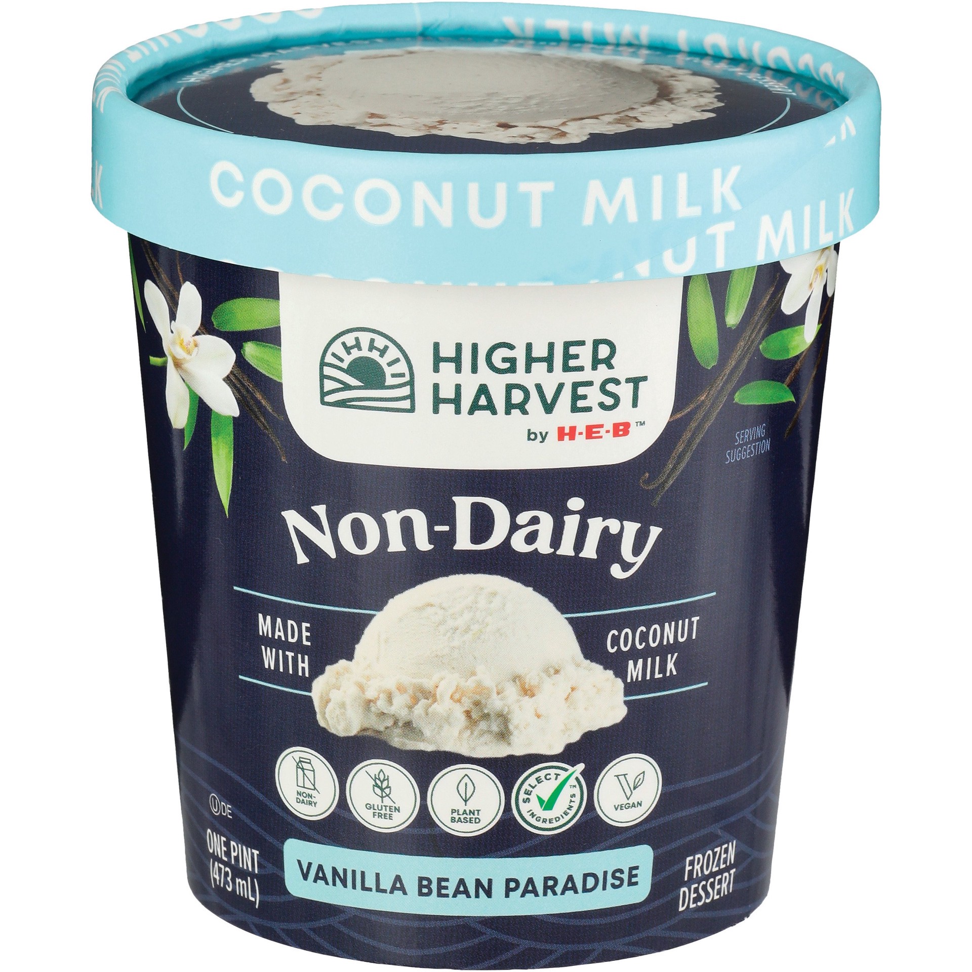 slide 1 of 1, Higher Harvest by H-E-B Non-Dairy Frozen Dessert - Vanilla Bean Paradise, 1 pint
