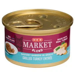 H-E-B Market Blend Savory Shreds Wet Cat Food Can - Grilled Turkey Entrée