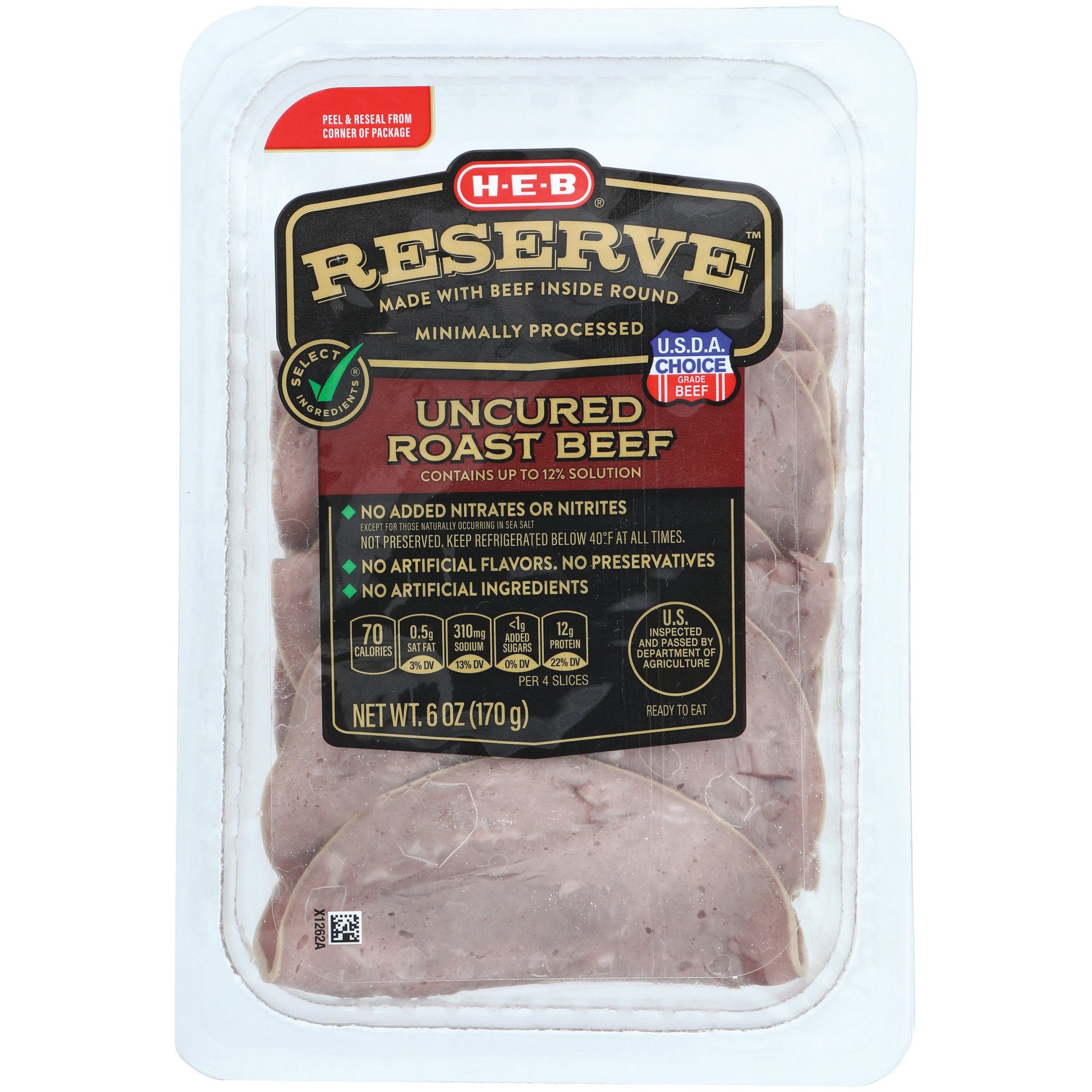 slide 1 of 1, H-E-B Reserve Angus Roast Beef Lunch Meat, 6 oz