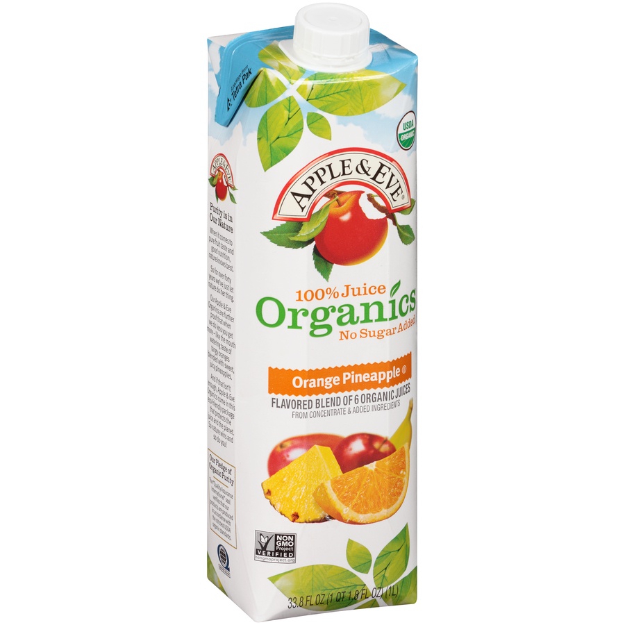 slide 2 of 8, Apple & Eve 100% Juice Organics Orange Pineapple, 33.8 fl oz