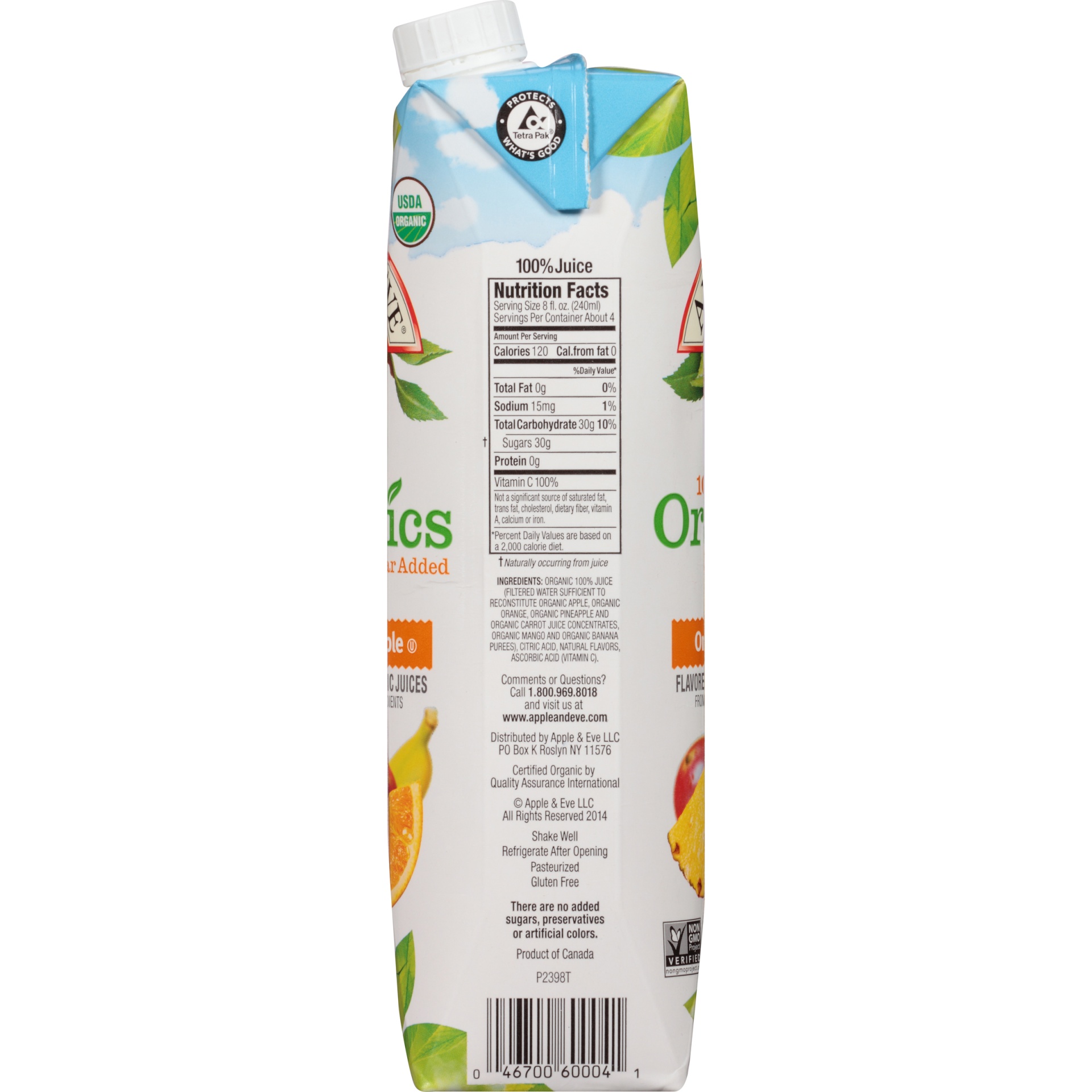 slide 8 of 8, Apple & Eve 100% Juice Organics Orange Pineapple, 33.8 fl oz