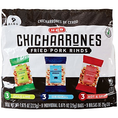 slide 1 of 1, H-E-B Select Ingredients Chicharrones Fried Pork Rinds Multipack, 9 ct