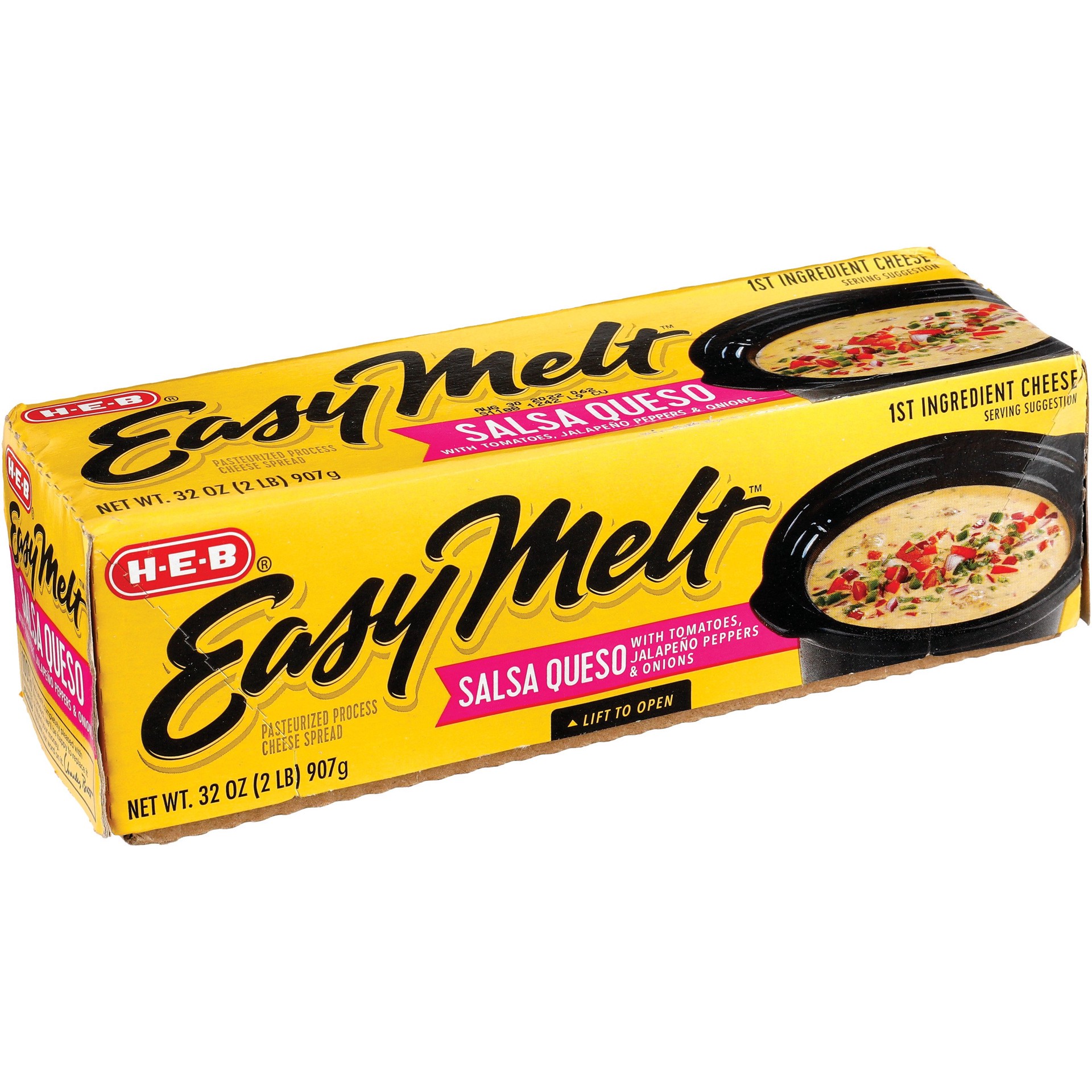 slide 1 of 1, H-E-B Easy Melt Salsa Queso Cheese Spread, 32 oz
