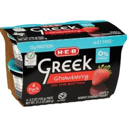 H-E-B 12g Protein Nonfat Greek Yogurt - Strawberry on the Bottom