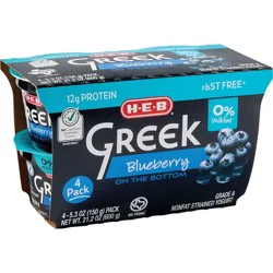 H-E-B 12g Protein Nonfat Greek Yogurt - Blueberry on the Bottom