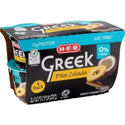 H-E-B 13g Protein Nonfat Greek Yogurt - Piña Colada