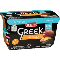 H-E-B 13g Protein Nonfat Greek Yogurt - Mango