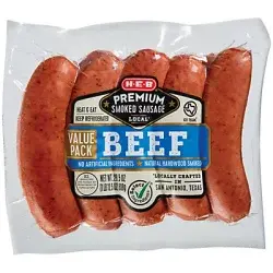 H-E-B Beef Smoked Sausage, Value Pack