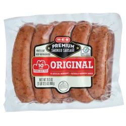 H-E-B Premium Smoked Sausage Links - Original - Texas-Size Pack