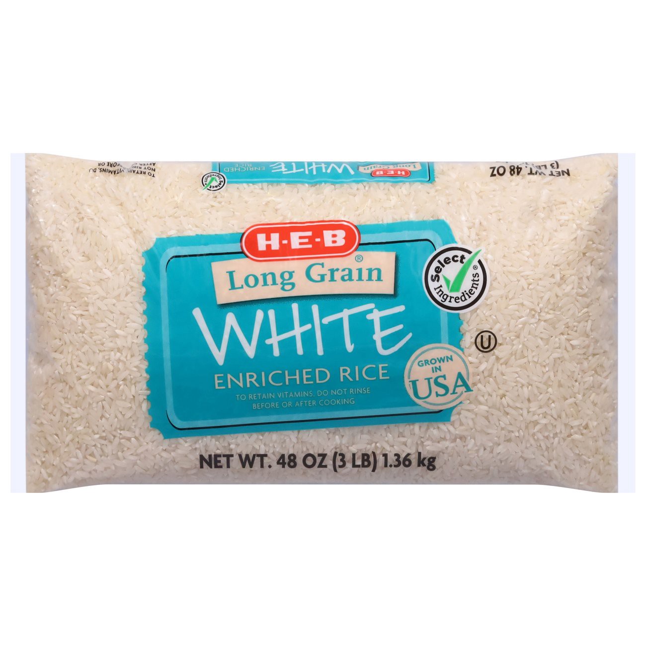 slide 1 of 1, H-E-B Enriched Long Grain White Rice, 3 lb