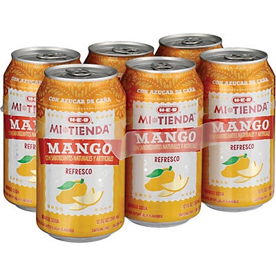 slide 1 of 1, Mi Tienda Pure Cane Sugar Mango Soft Drink 12 oz Cans, 6 ct