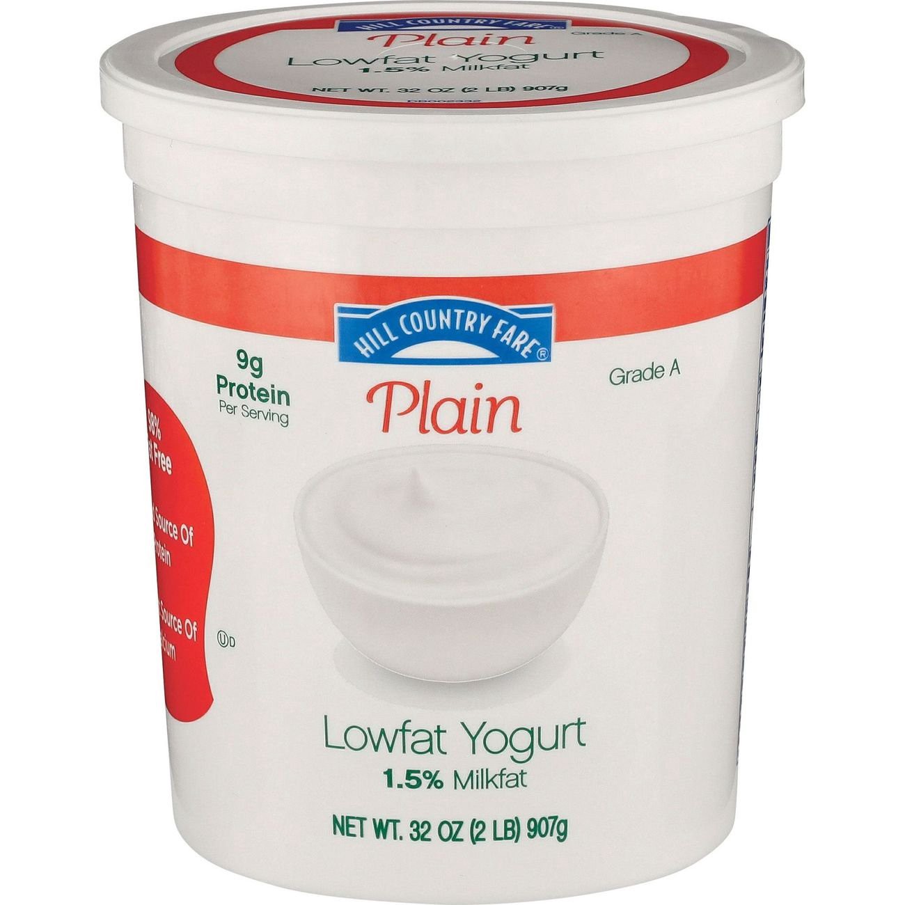slide 1 of 1, Hill Country Fare 9g Protein Low-Fat Yogurt - Plain, 32 oz