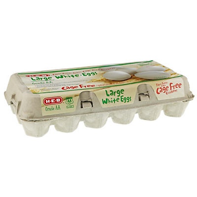 slide 1 of 1, H-E-B AA Cage Free White Large Eggs, 18 ct