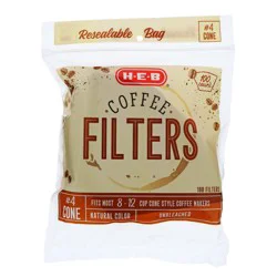 H-E-B No. 4 Cone Coffee Filters - Natural Color