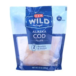 H-E-B Wild Caught Frozen Alaska Cod Fillets