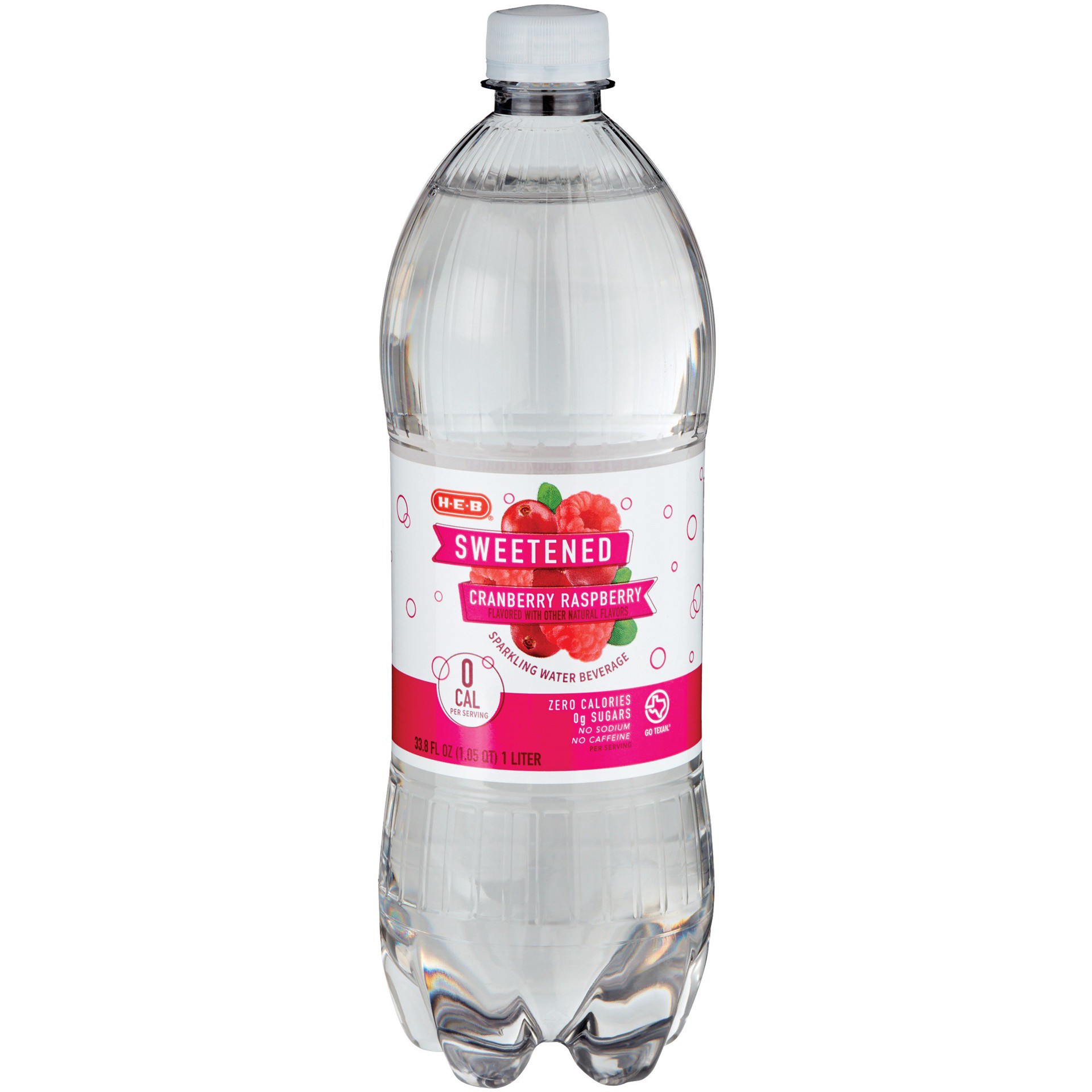 slide 1 of 1, H-E-B Sweetened Cranberry Raspberry Sparkling Water Beverage, 1 liter