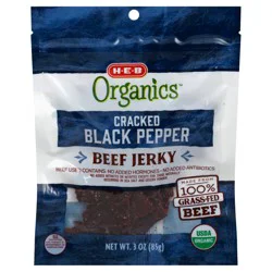 H-E-B Organics 9g Protein Cracked Black Pepper Beef Jerky