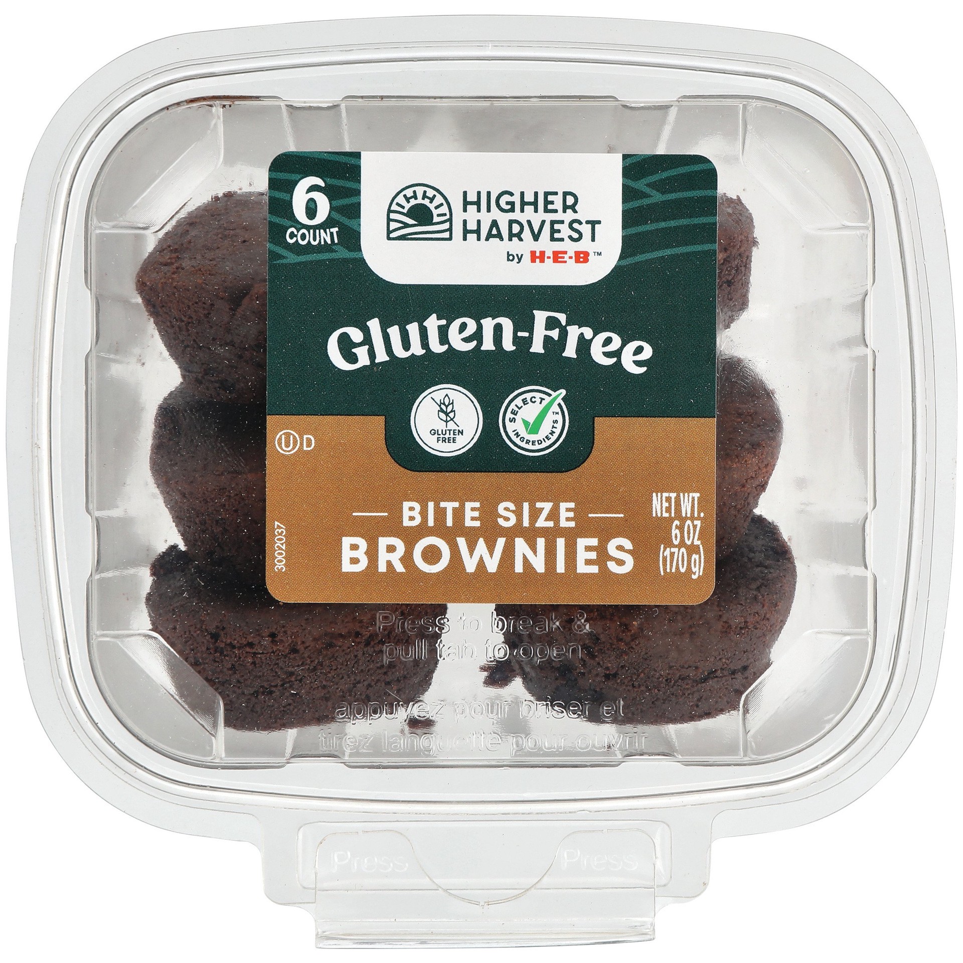 slide 1 of 1, Higher Harvest by H-E-B Gluten Free Bite Size Brownies, 6 ct