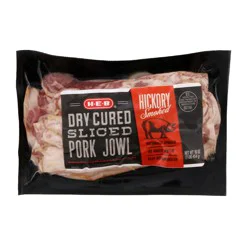H-E-B Hickory Smoked Dry Cured Sliced Pork Jowl