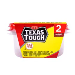 H-E-B Texas Tough Large Food Storage Container Bowls & Lids