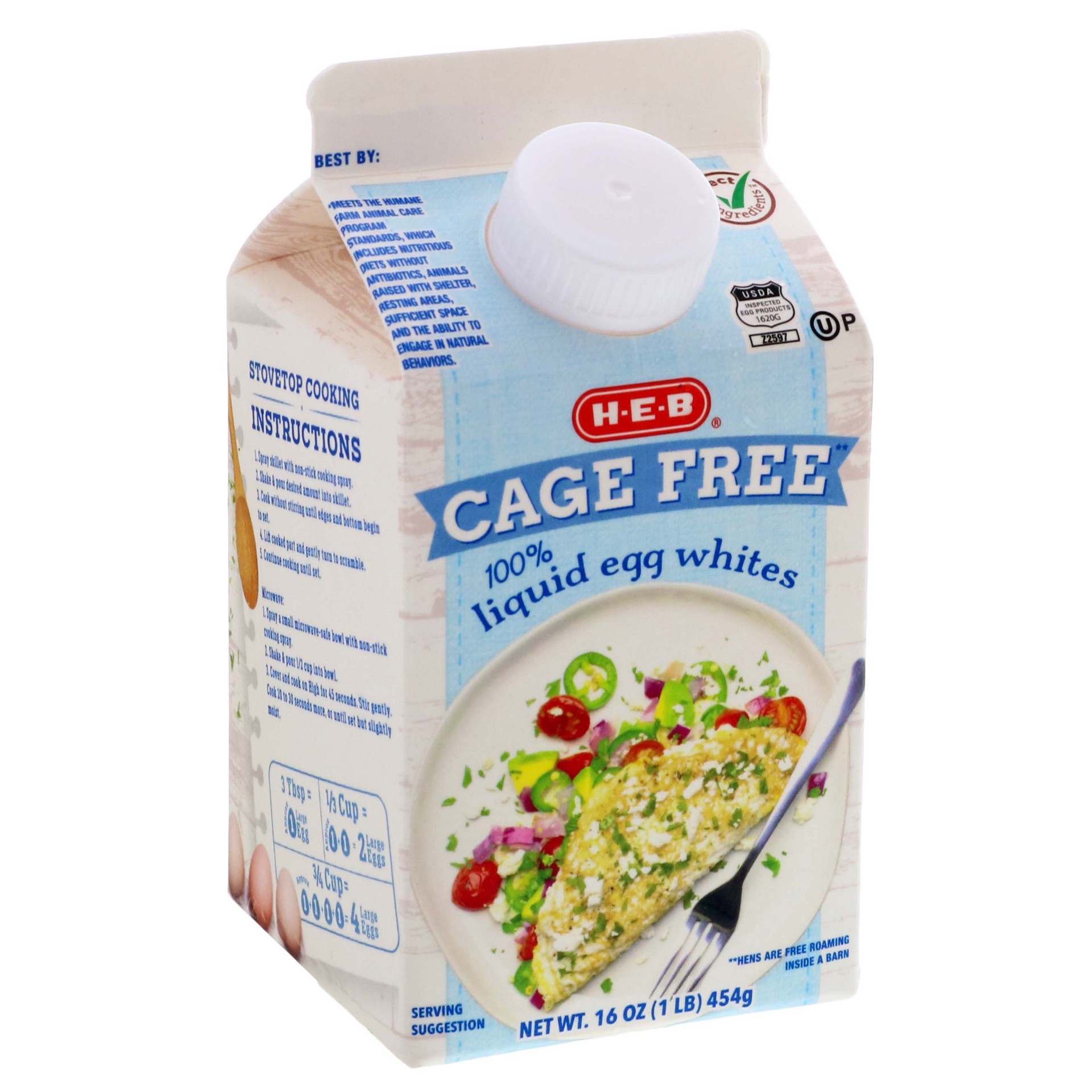 slide 1 of 1, H-E-B Select Ingredients Cage Free Liquid Egg Whites, 16 oz